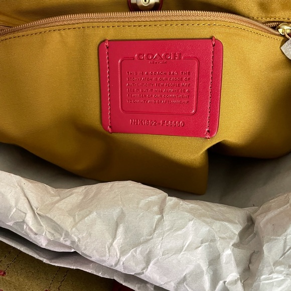 NWT Red Leather Coach Tote. - Picture 4 of 6